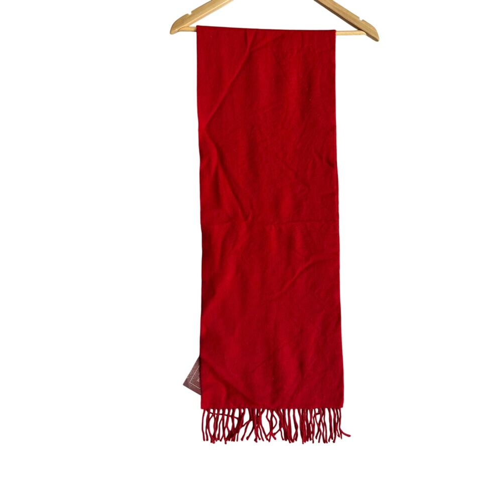 NWT John Hanley Red 100% Merino Wool Scarf Ireland Knit Soft